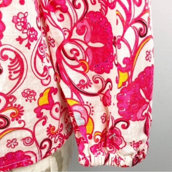 Lilly Pulitzer Elsa Pink Floral Blouse Top Size Extra Small - Picture 6 of 8